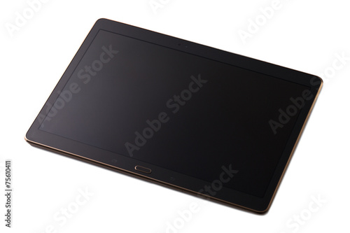 Modern black tablet pc isolated on white.