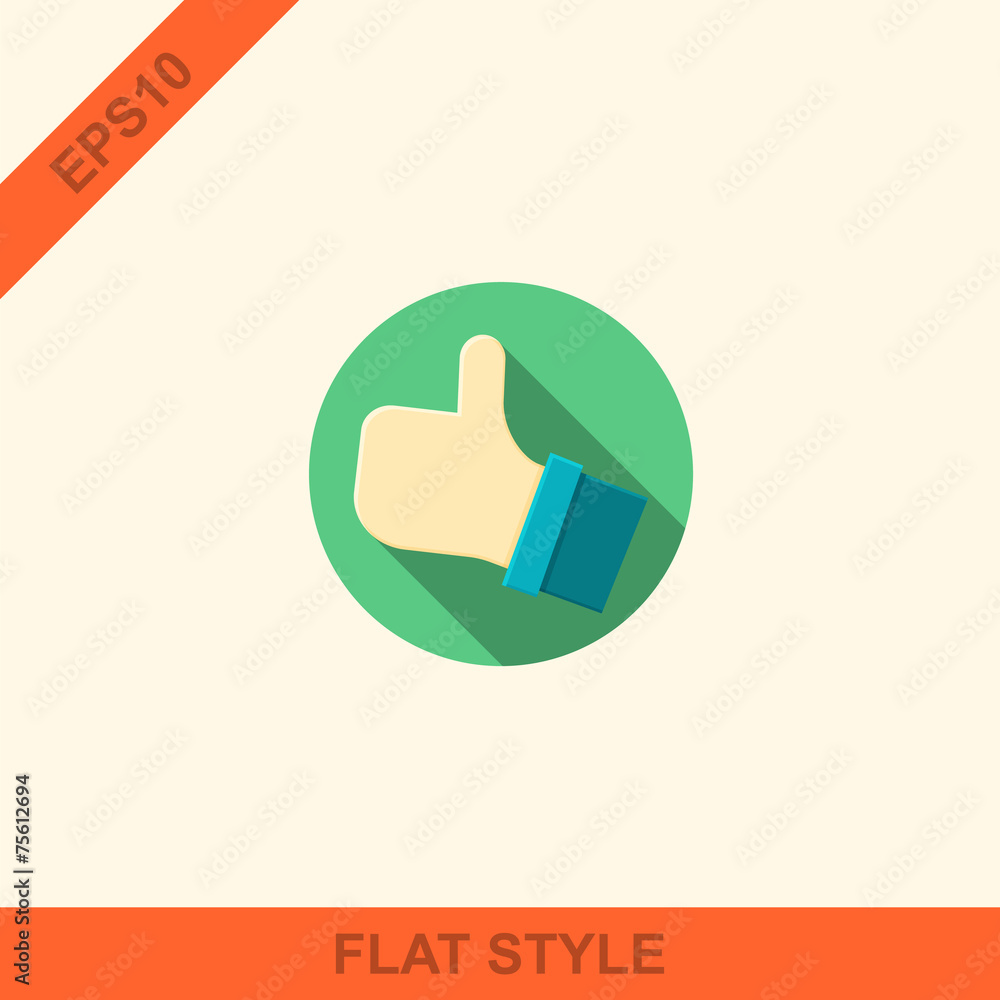 Flat style with long shadows, thumbs up Flat style with long shadows, thumbs up