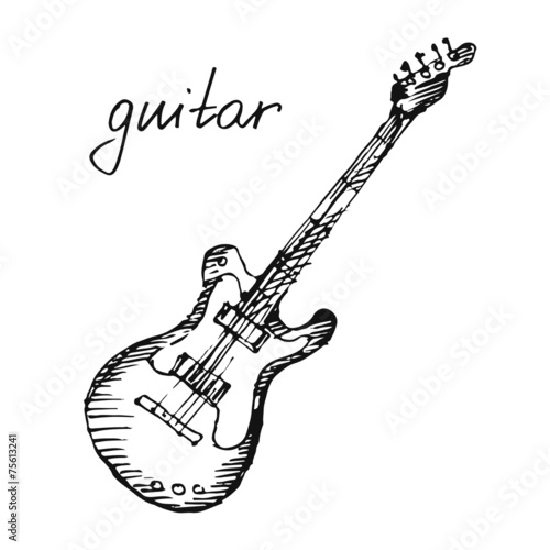 Vector illustration of a guitar. Sketch.