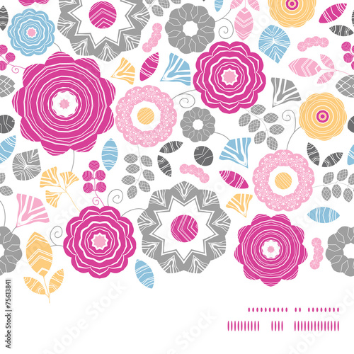 Vector vibrant floral scaterred horizontal frame seamless