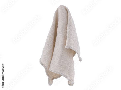 Clean rag suspended isolated on white background