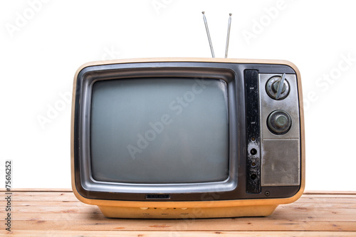 Vintage TV on wood table