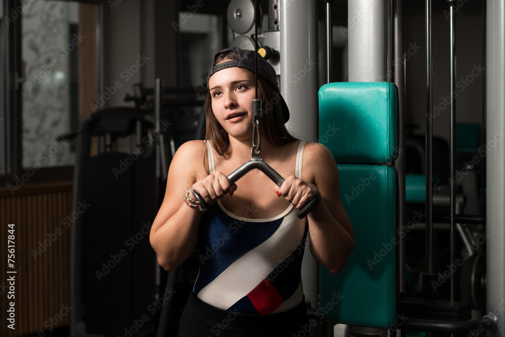 Young Woman Doing Exercise For Triceps