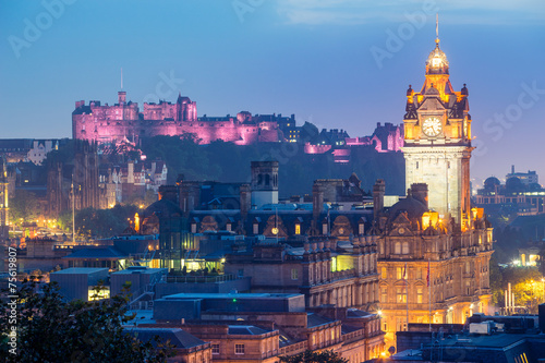 Edinburgh city from Calton Hill at night, Scotland, UK