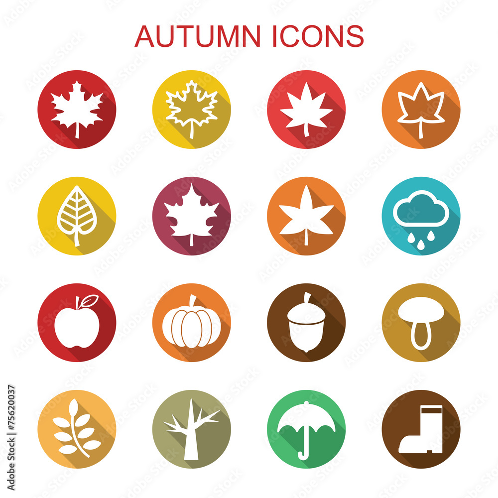 autumn long shadow icons autumn long shadow icons