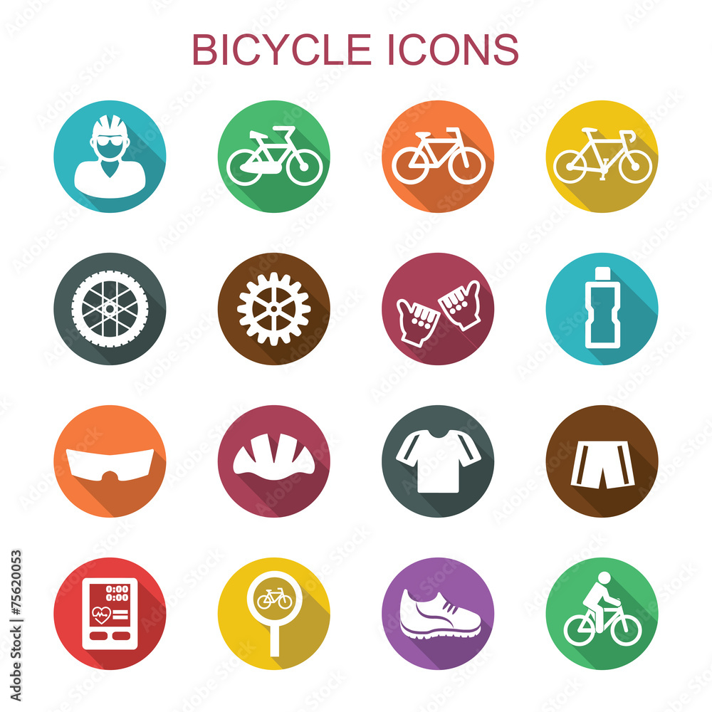 bicycle long shadow icons