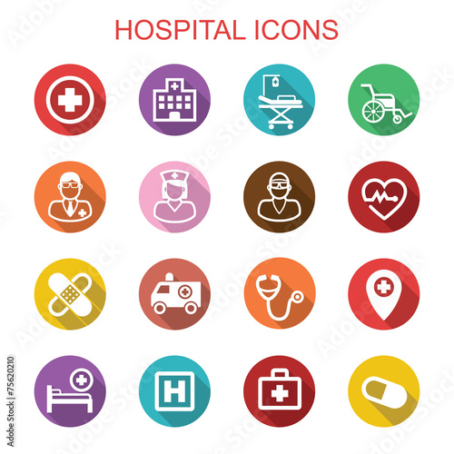 hospital long shadow icons