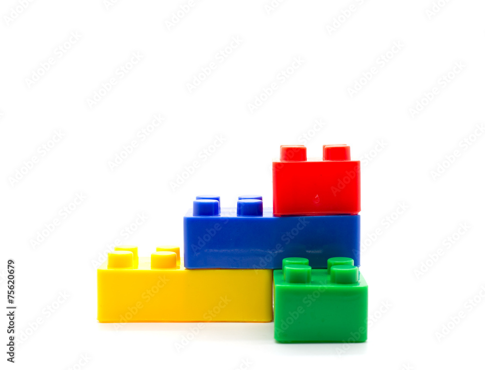 blocks Plastic building blocks on white background blocks Plastic building blocks on white background