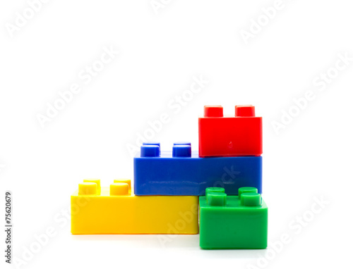blocks Plastic building blocks on white background