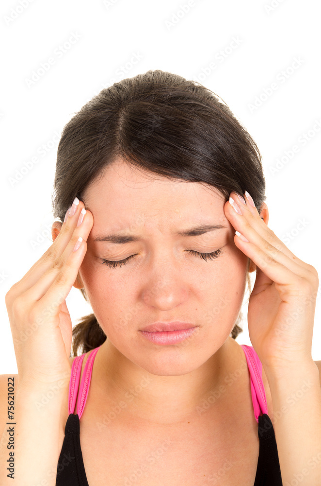 young beautiful woman with headache young beautiful woman with headache