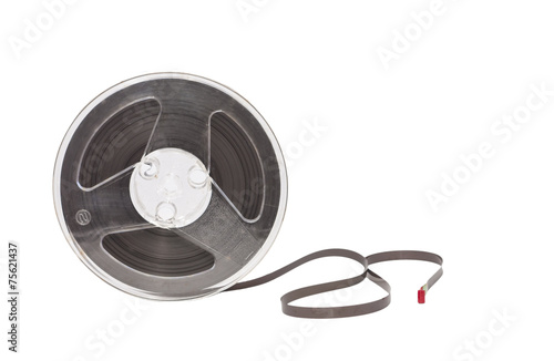 ancient reel audio tape isolated on white