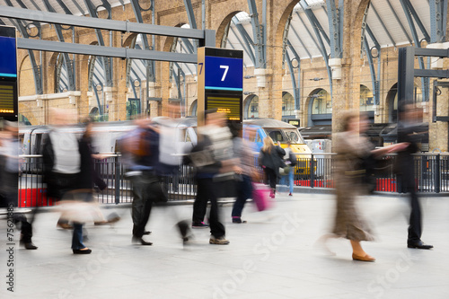 London Train Tube station Blur people movement, England, UK