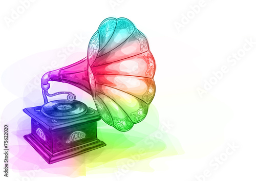 Vintage Gramophone in iridescen colours.