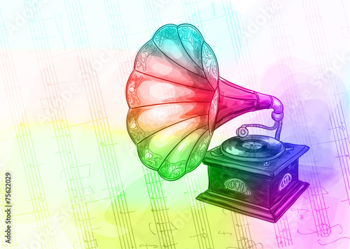 Vintage Gramophone in iridescen colours.