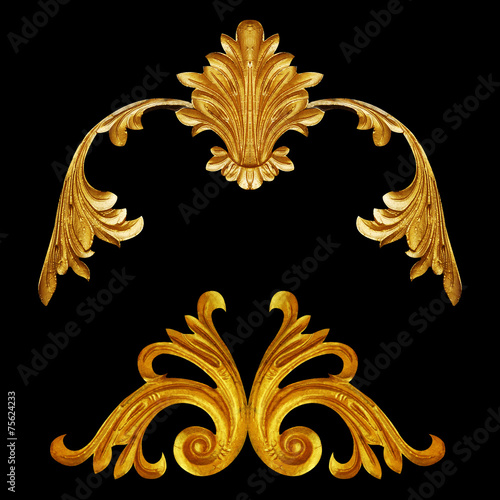 Ornament elements, vintage gold floral designs