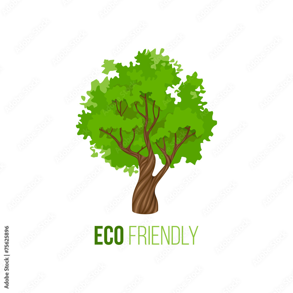 Obraz premium Eco friendly sign with green tree