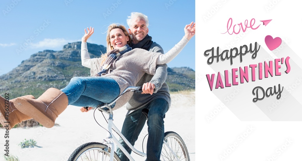 Fototapeta premium Carefree couple going on a bike ride on the beach