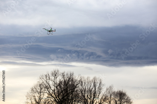 Dron flying in bad weather