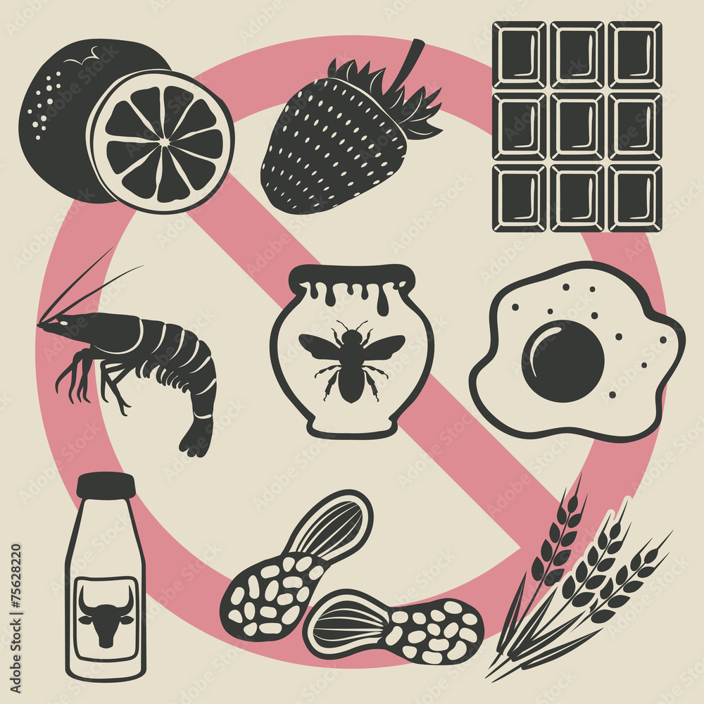 Fototapeta premium allergy food icons set