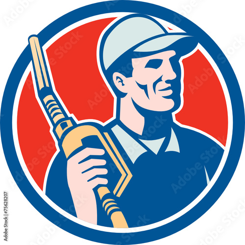 Gas Pump Attendant Jockey Nozzle Circle