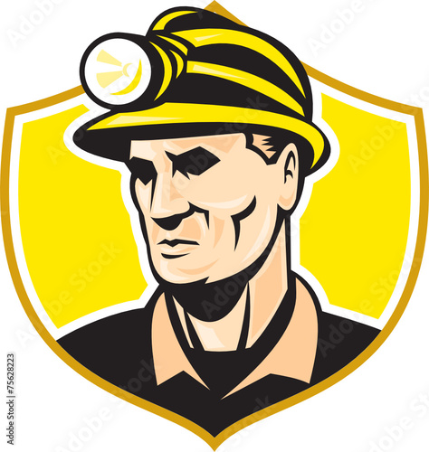 Miner With Hardhat Helmet Shield Retro