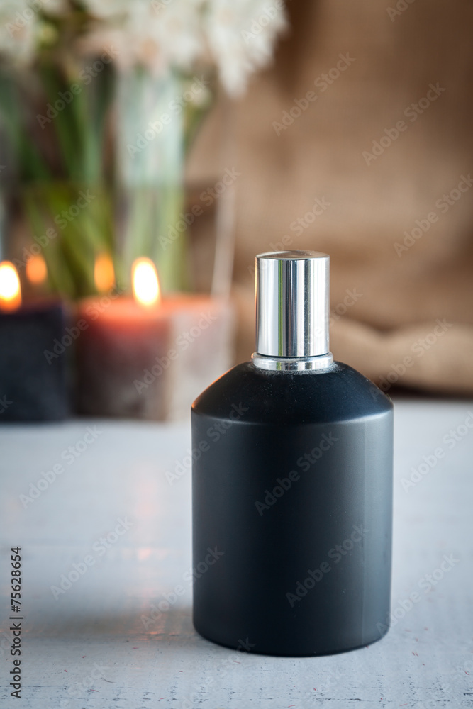 Perfume bottle with flowers