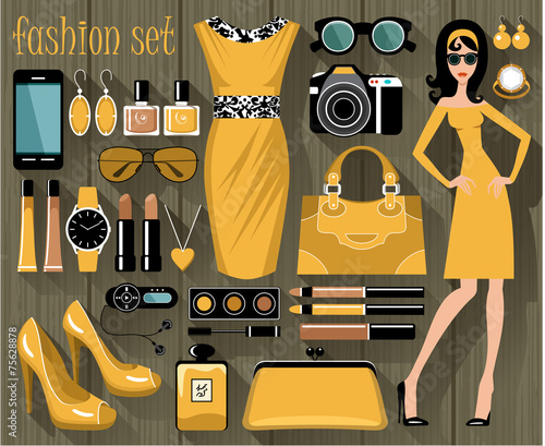 Fashion set in a style flat design