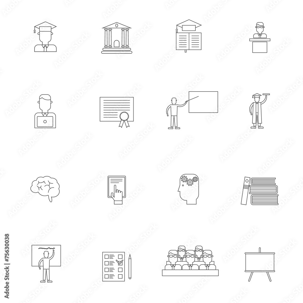 Higher Education Icon Outline Set Higher Education Icon Outline Set