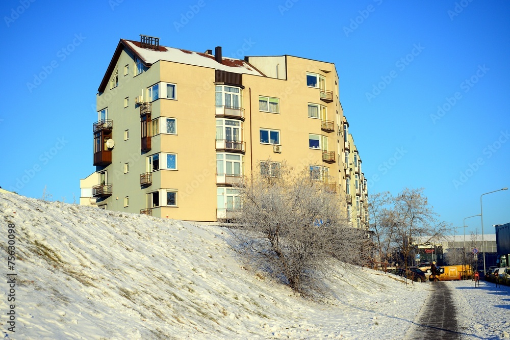 Vilnius city Pasilaiciai district at winter time