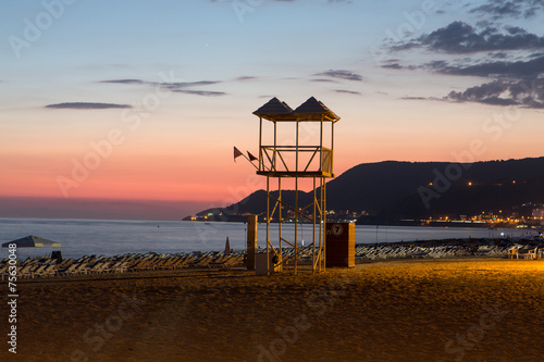 The sunset at the Cleopatra beach in Alanya. Turkey