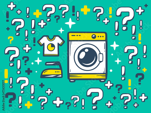 Vector illustration of many questions and exclamation marks arou