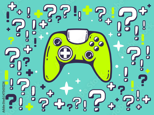Vector illustration of many questions and exclamation marks arou