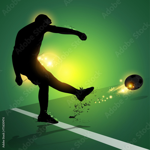 soccer player free kick shooting