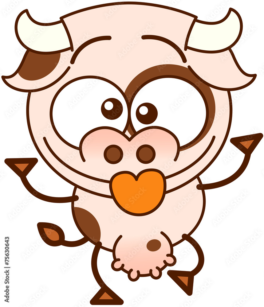 Fototapeta premium Cute cow having fun making funny faces