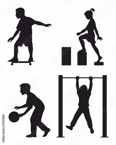 Four children silhouettes