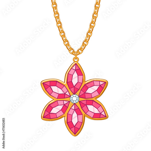Hand drawn flower pendant necklace.