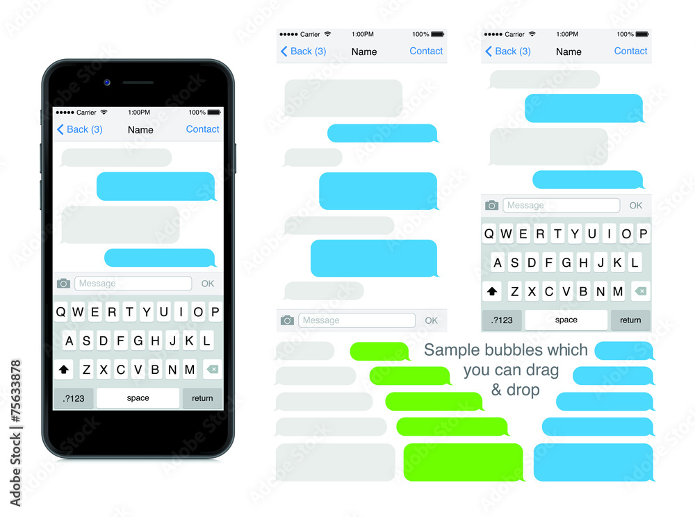 SmartPhone chatting sms template bubbles. Place your own text - obrazy, fototapety, plakaty 