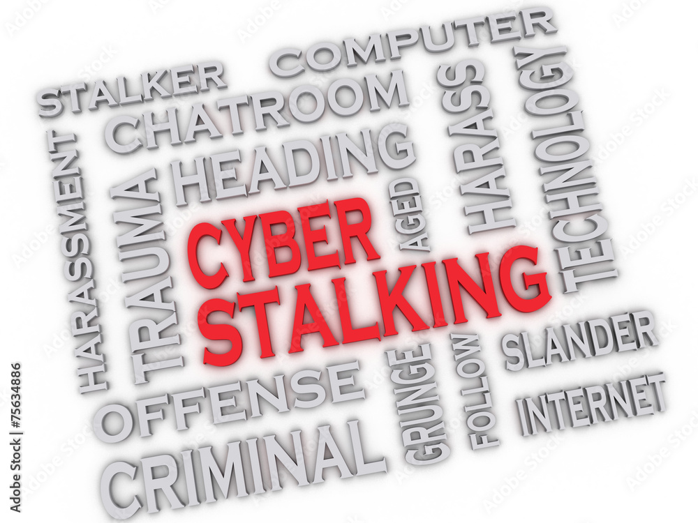 3d image CYBER STALKING issues concept word cloud background 3d image CYBER STALKING issues concept word cloud background