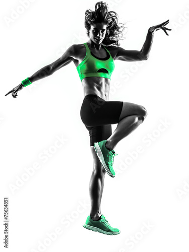woman fitness jumping  exercises silhouette #75634851