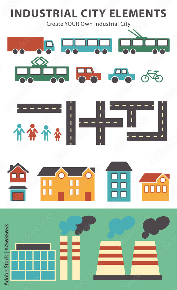 Town infographic elements. Vector city elements