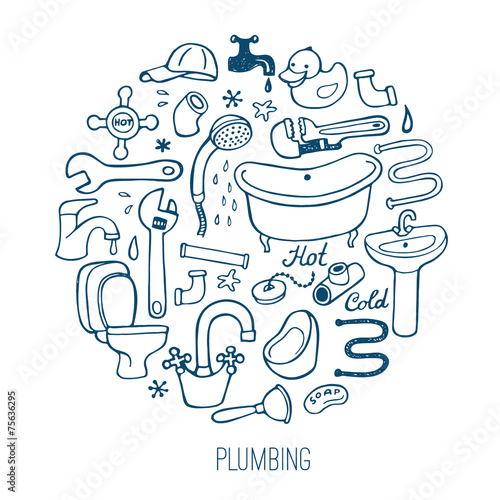 Hand drawn plumbing background.