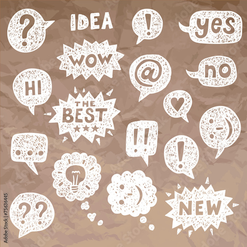 Hand drawn vector bubbles set.