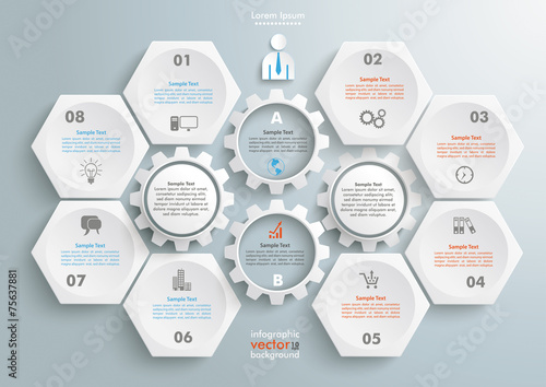 6 Hexagons 4 Gears Infographic