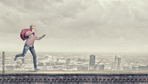 Woman with red bag