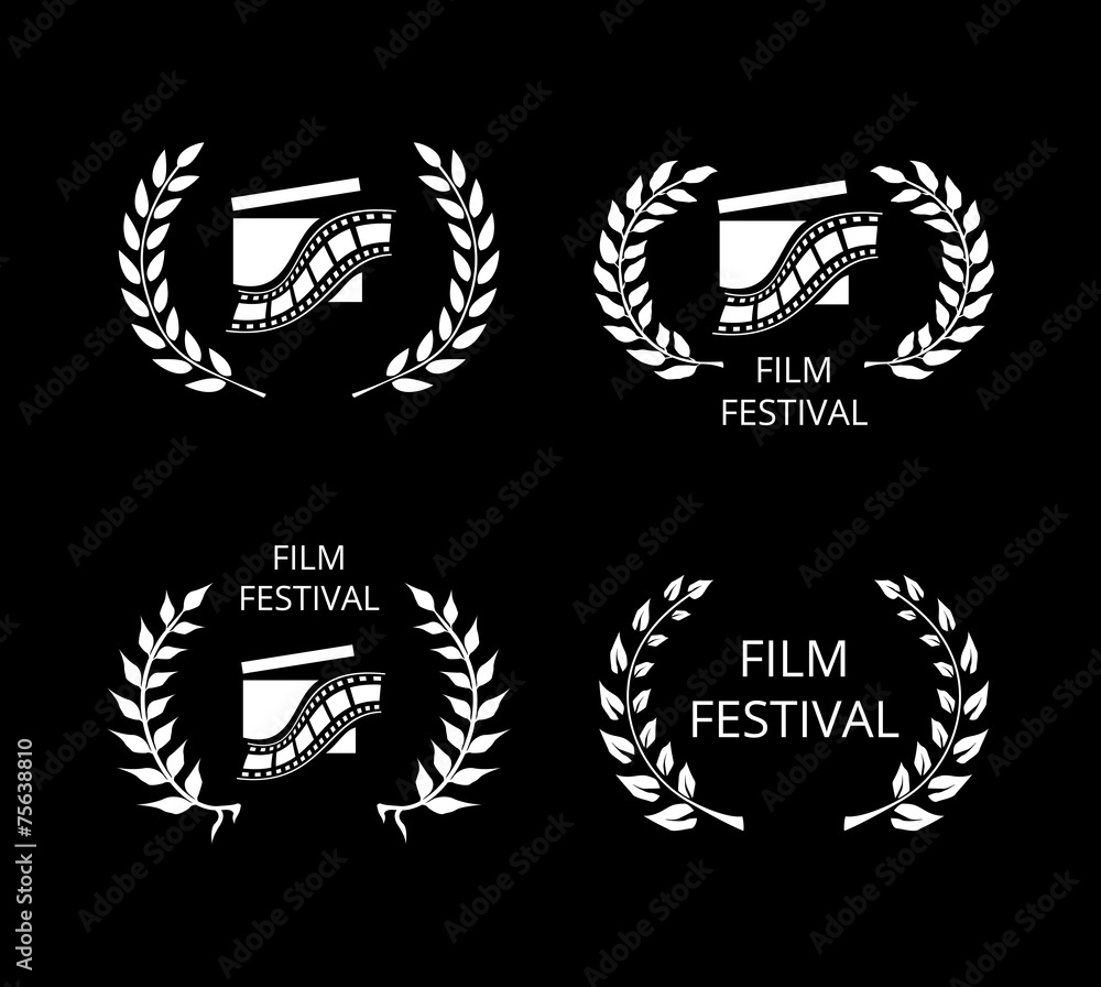 Fototapeta premium Four Film Festival Symbols and Logos on Black