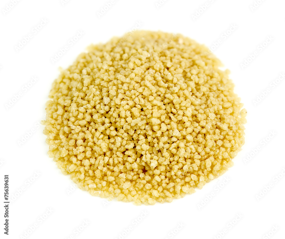 Fresh raw couscous isolated on white background Fresh raw couscous isolated on white background