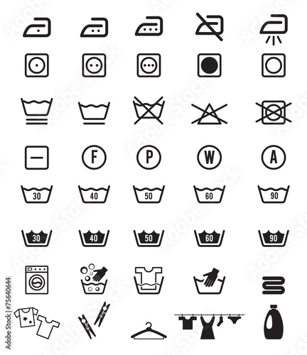 Laundry Washing Instruction Icon Symbols