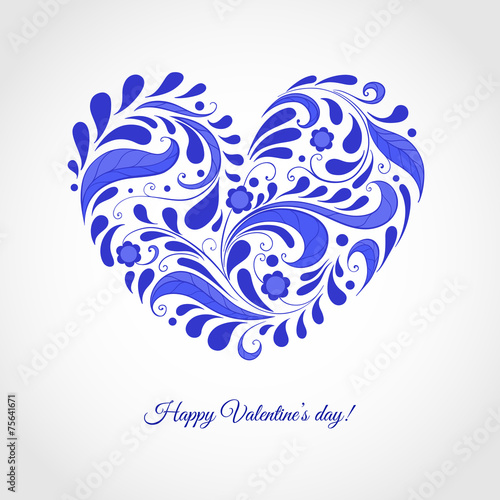 Happy Valentine's Day card with blue heart