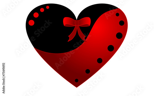 cuore con fiocco rosso e nero