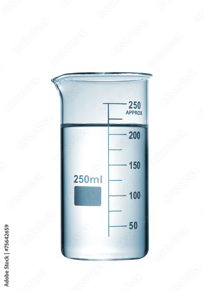 Chemical beaker with a solution isolated on white background Chemical beaker with a solution isolated on white background